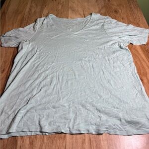 J Jill Light Mint Green Pima Slub Elbow Sleeve Tee V-Neck Top Womens Size XL